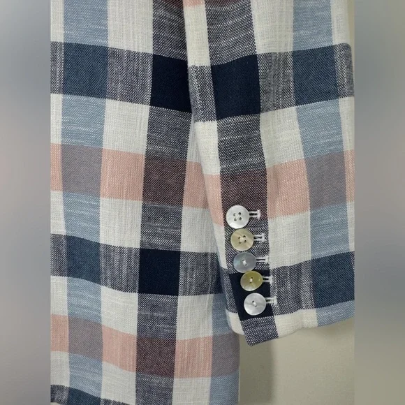 Veronica Beard Upcollar Schoolboy Dickey Blazer Blue Pink Gingham Plaid Size 2 - Picture 12 of 15